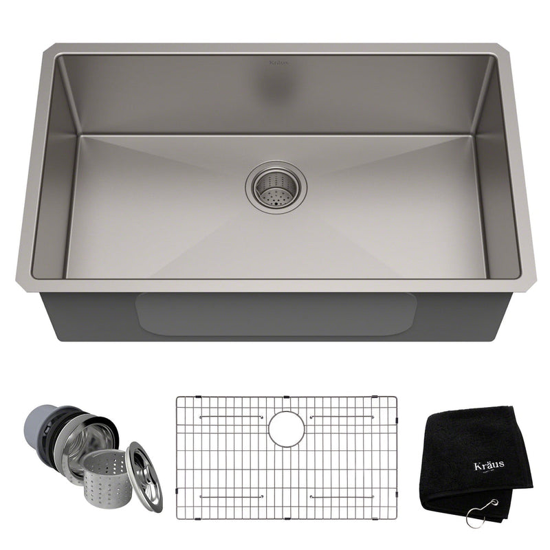 Standard PRO Undermount Stainless Steel Single Bowl Kitchen Sink, 32x19x10-in P8K7