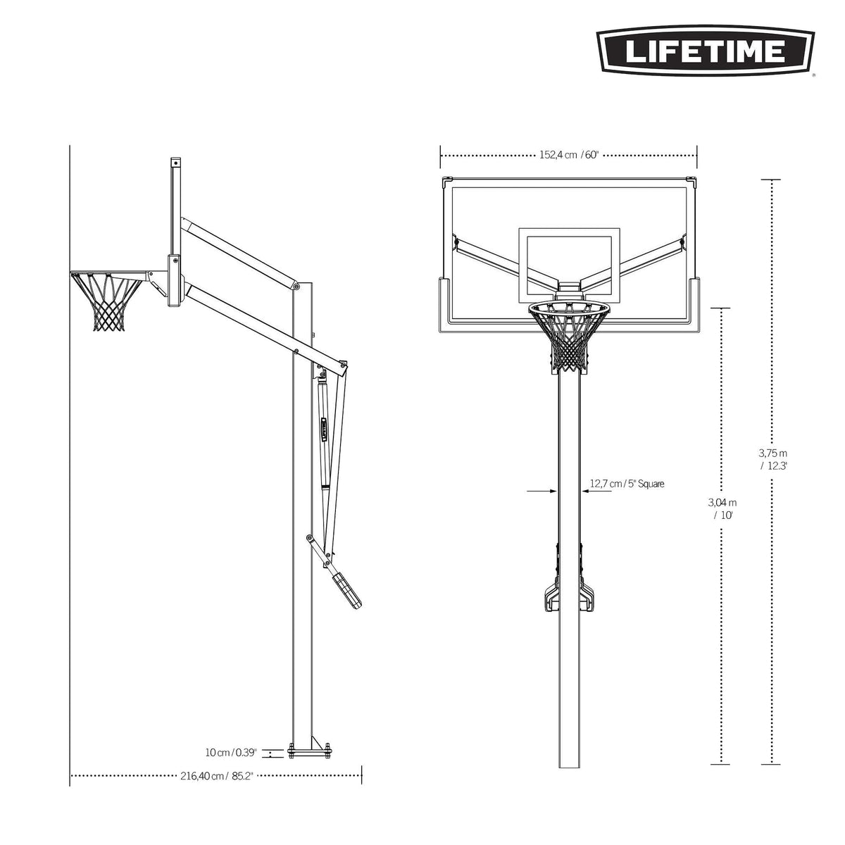 Mommoth Bolt Down Basketball Hoop with 60-in Tempered Glass Q6U4 - product image 7
