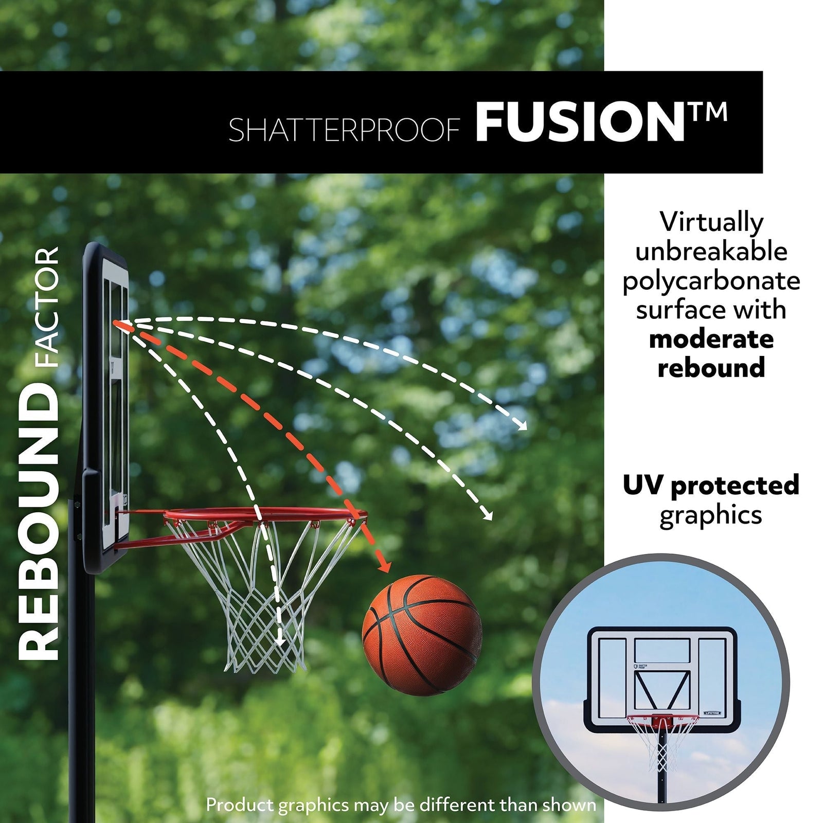 Portable Adjustable Basketball Backboard, Hoop & Net System, 48-in G7Z6 - product image 8