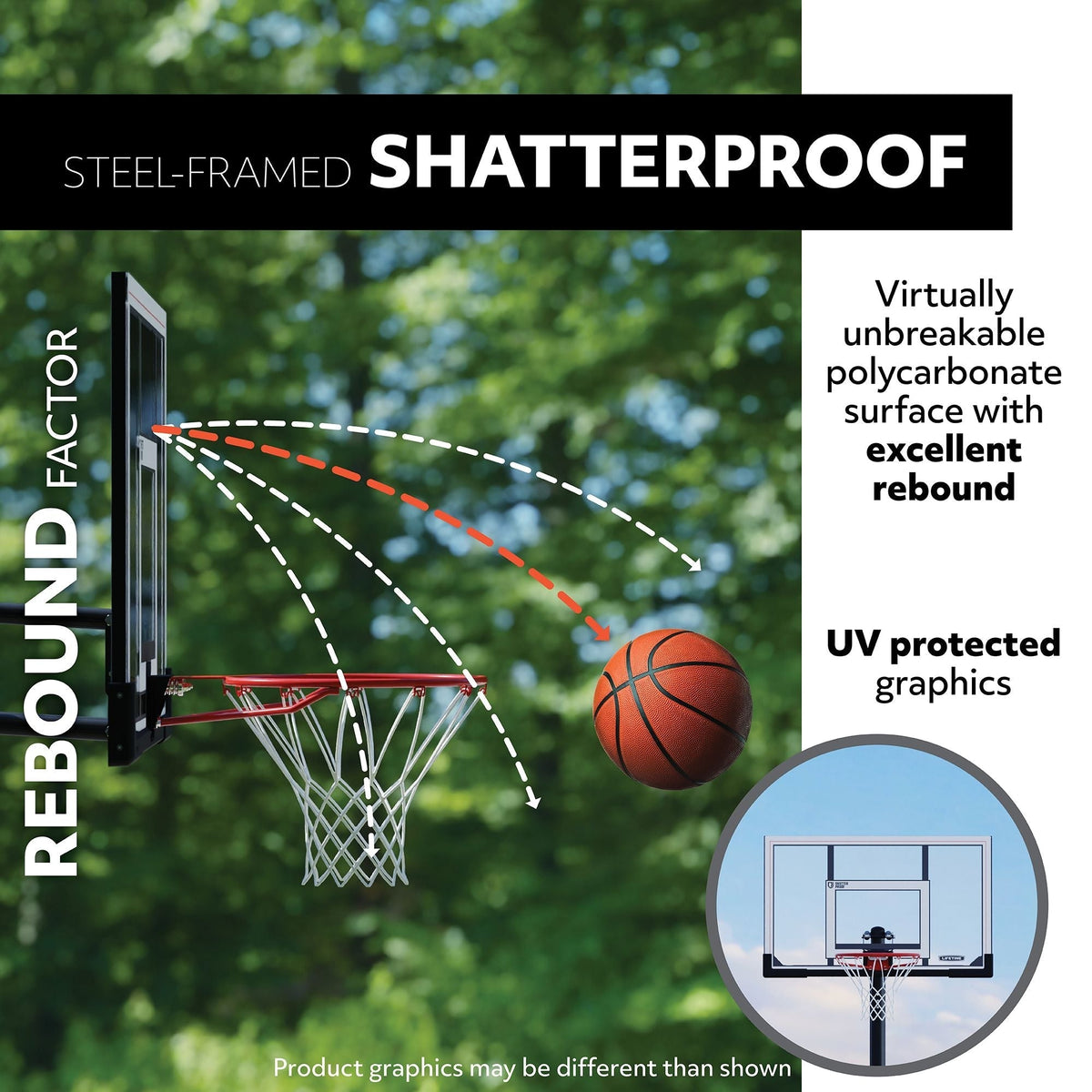 Portable Adjustable Basketball Backboard, Hoop & Net System, 50-in F0W4 - product image 5