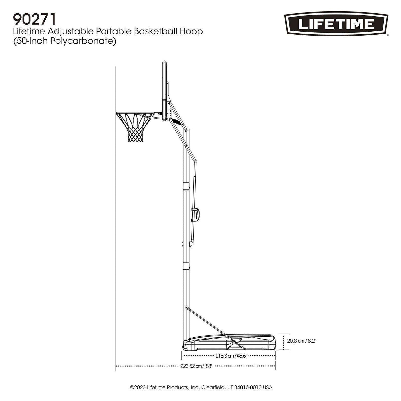 Portable Adjustable Basketball Backboard, Hoop & Net System, 50-in F0W4 - product image 7