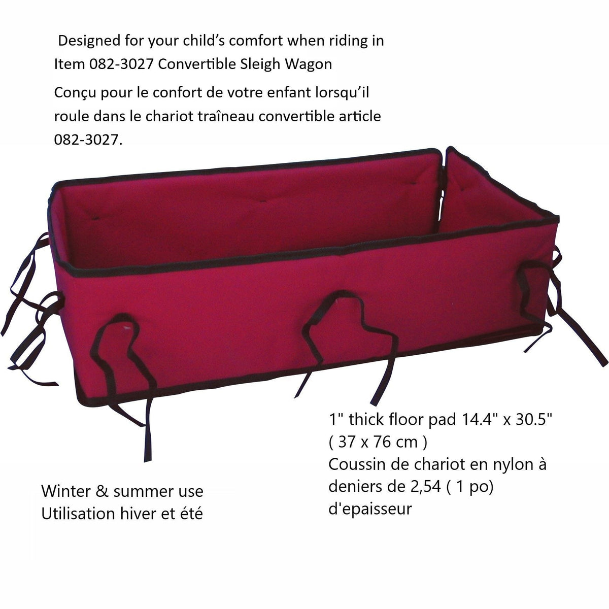 Industries All-Season Foam Padded Seat Cushion & Side Pads For Convertible Wagon Sleigh/Sled, Red I4U0 - product image 3