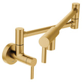 Modern Single Handle Swing Arm Wall Mount Pot Filler Kitchen Faucet, Brushed Gold M4O1 - product image 1