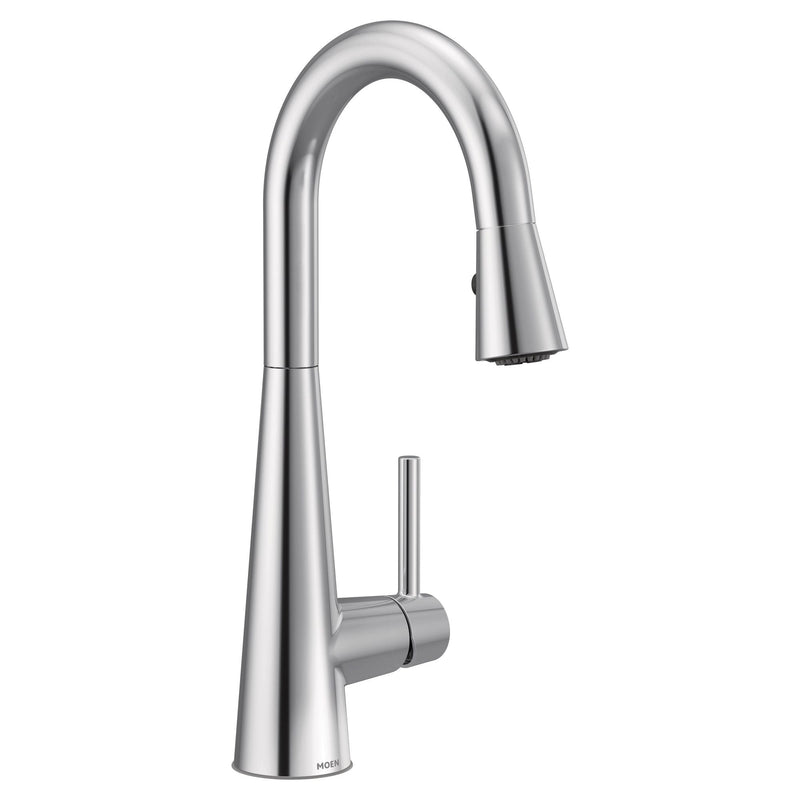 Sleek Single Handle High Arc Pull Down Kitchen Faucet with Power Clean, Chrome F3T2