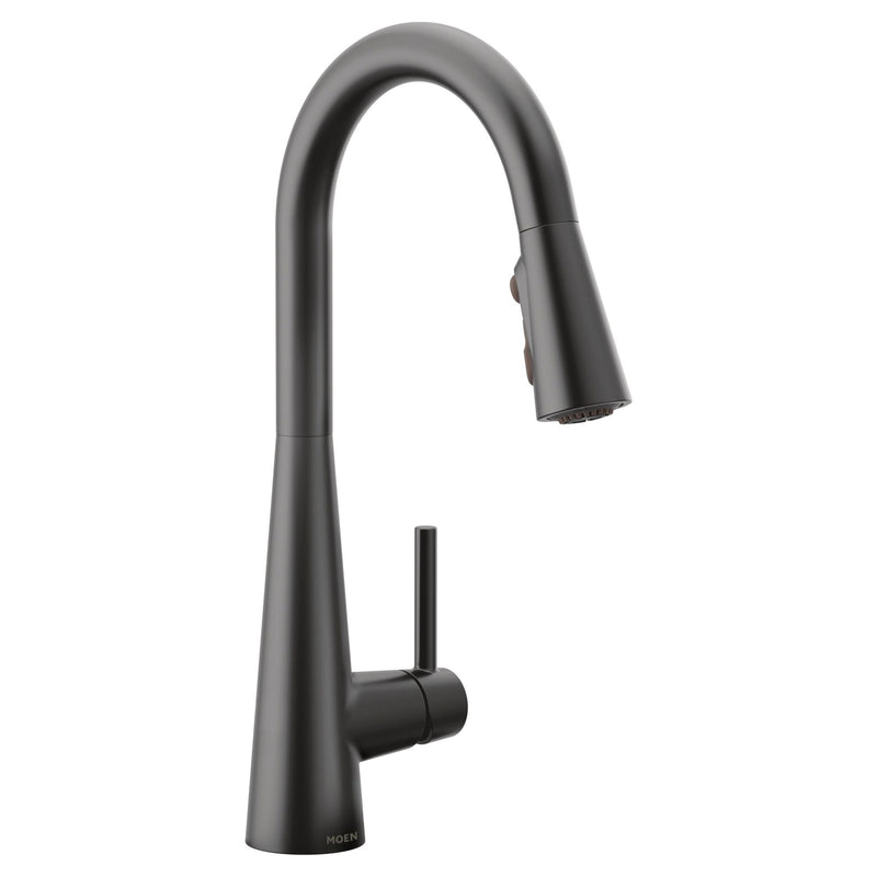 Sleek Single Handle High Arc Pull Down Sprayer Kitchen Faucet with Power Boost, Matte Black D1K1