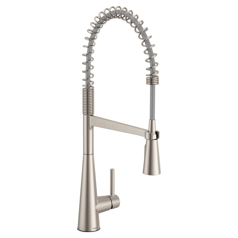 Sleek Single Handle Pre-Rinse Spring Pull Down Spot-Resist Kitchen Faucet, Stainless Steel E5U7