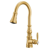 Weymouth Single Handle High Arc Pull Down Sprayer Kitchen Faucet with Power Boost, Brushed Gold H1V6 - product image 1