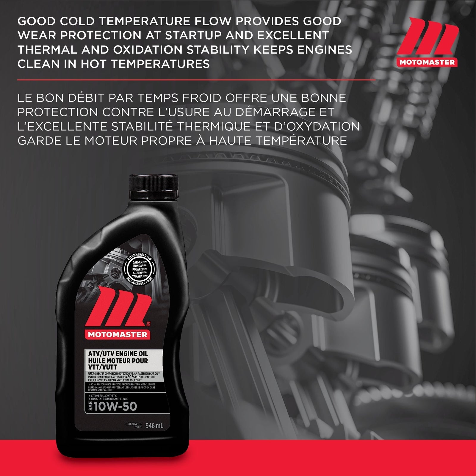 4-Stroke Synthetic ATV/UTV Engine Oil 10W50, 946-mL L2T5 - product image 5