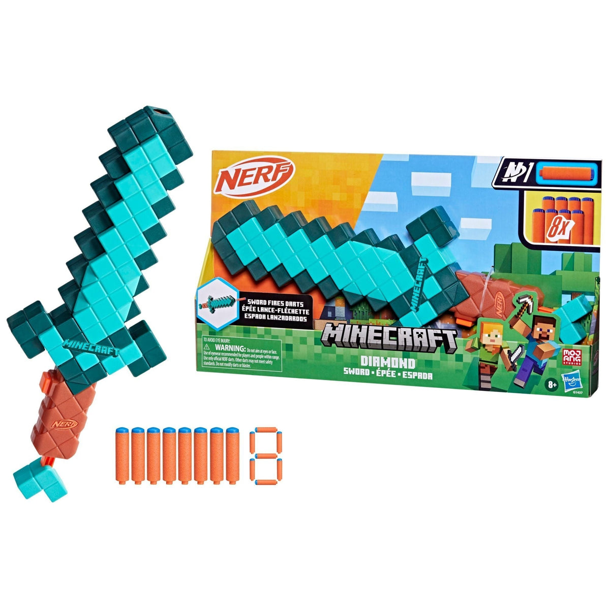 Minecraft Diamond Sword Dart Blaster with 8 N1 Darts A1W5 - product image 4