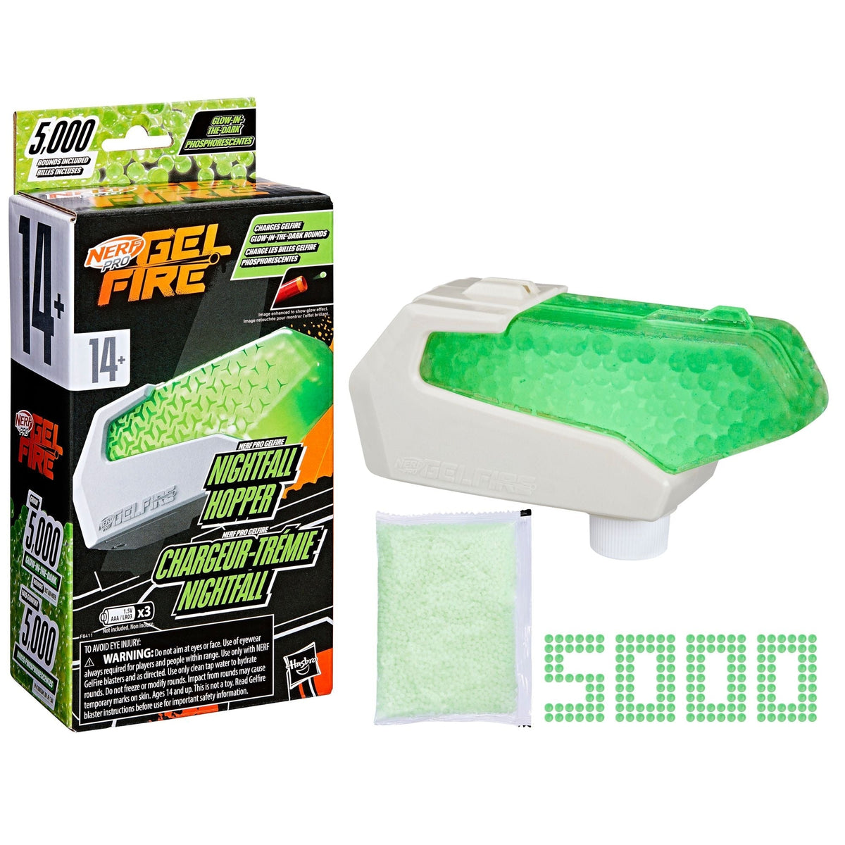 Pro Gelfire Glow In The Dark Nightfall Hopper with 5000 Gelfire Rounds D1G3 - product image 1