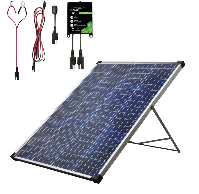 100 Watt, 12V Crystalline Solar Panel Kit with Stand and Charge Controller H5A4
