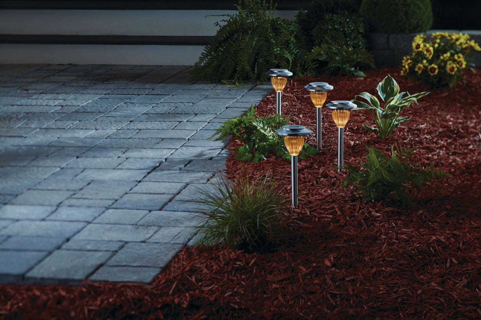 Outdoor Pure White LED Solar Stainless Steel Garden & Pathway Stake Lights, 10-Pk V9V0 - product image 3
