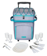 Wheeled Picnic Cooler with 21-Piece Cutlery/Plate Set, 18-Can Y2U1 - product image 1