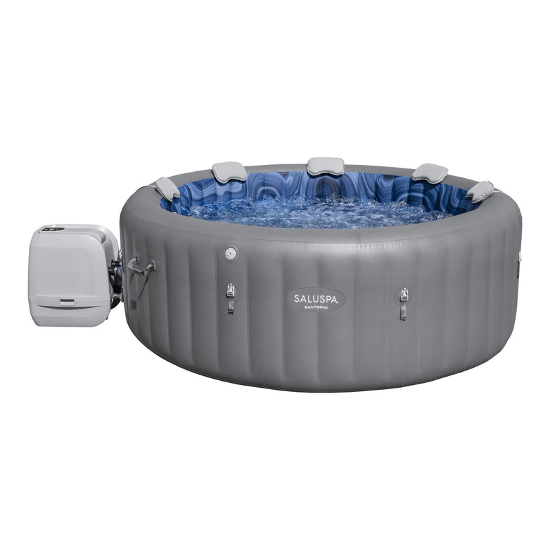 Spa Santorini Grey 7-Person Luxe HydroJet Pro Round Smart Spa, 85-in x 31.5-in P7N0
