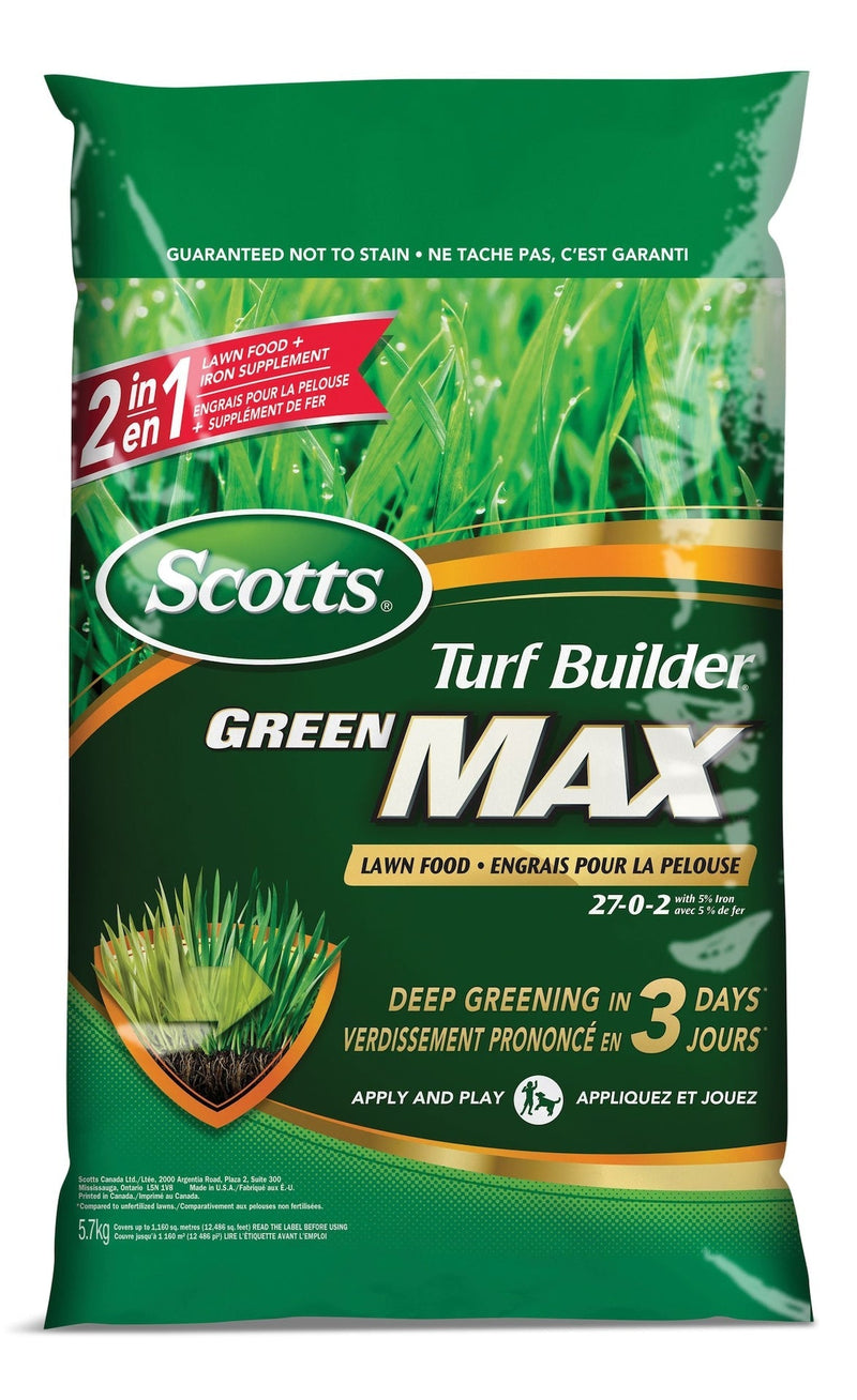 Turf Builder Green MAX Lawn Fertilizer, 27-0-2, 350-m2 C5A7