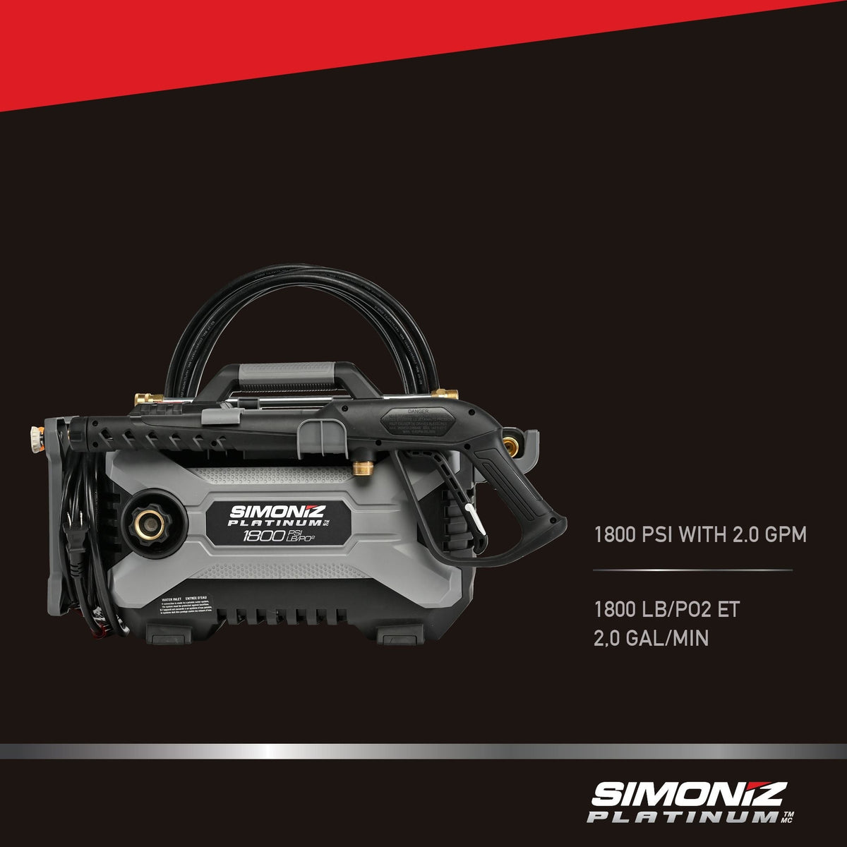 Platinum1800 PSI 2.0 GPM Corded Cold Water Brushed Electric Pressure Washer with Foam Blaster G2Q6 - product image 3