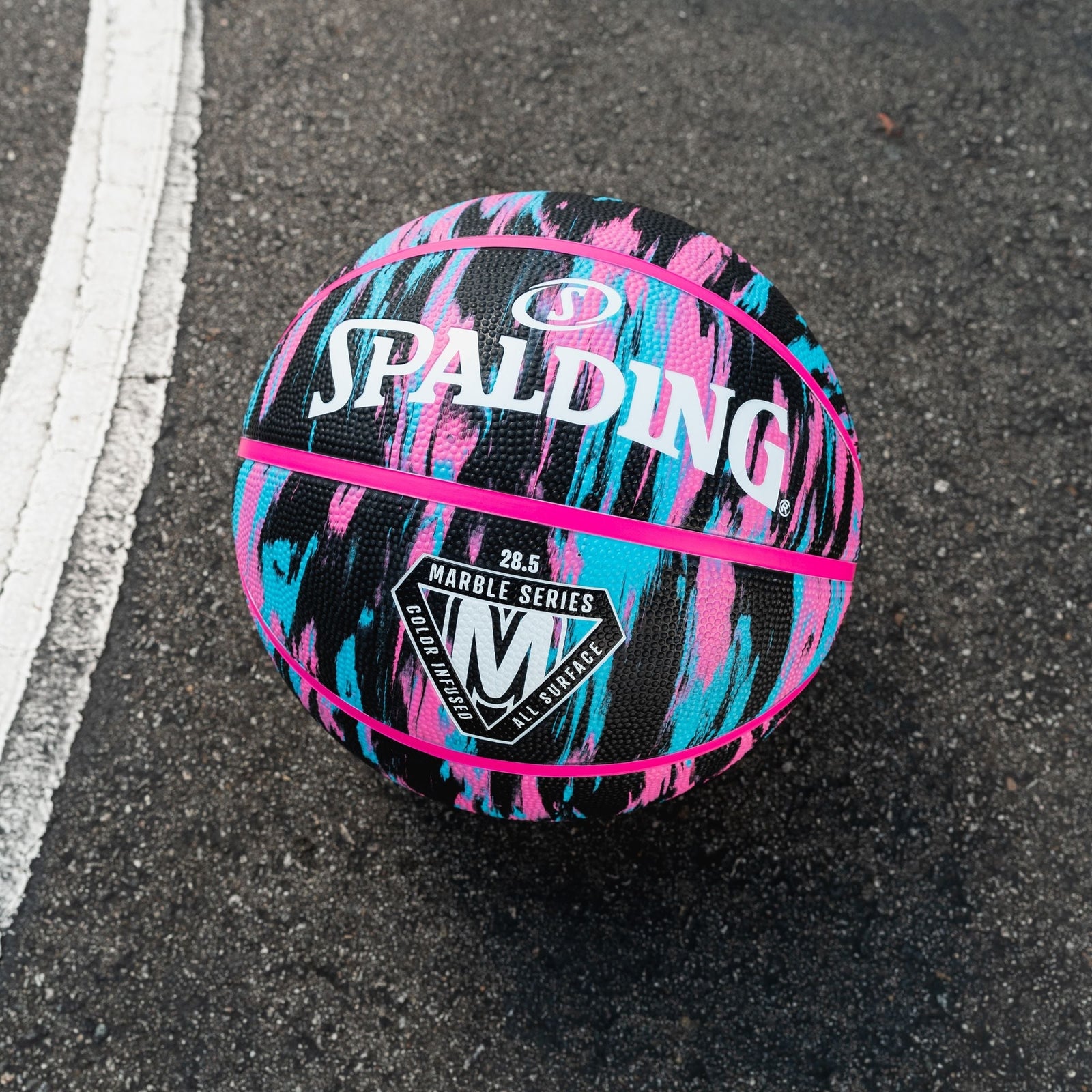 Marble Series 4Her Outdoor Rubber Basketball, Size 6 (28.5-in), Black/Pink K8F3 - product image 6