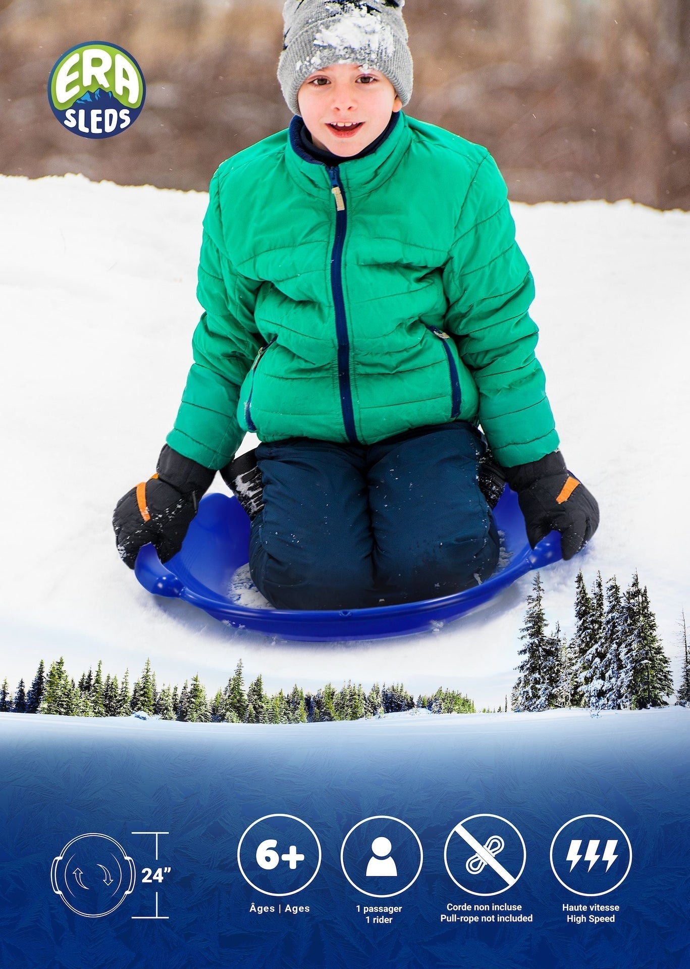 Kids' 1-Person Lightweight Plastic Winter Snow Saucer Sled/Toboggan D3K3 - product image 5