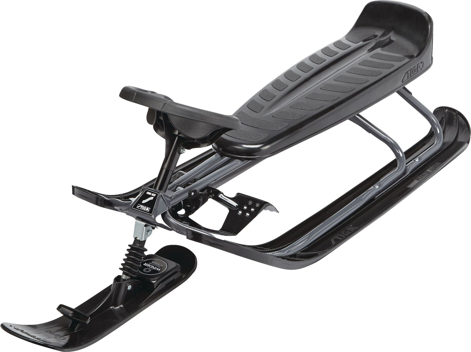 GT King Size Kids' 2-Person Winter Snow Racer Sled with Steering Wheel & Brakes, Grey C1L8 - product image 2