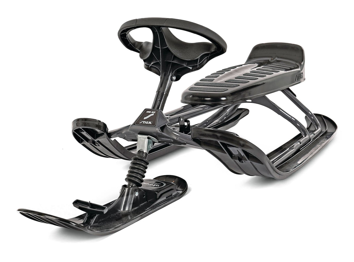 GT King Size Kids' 2-Person Winter Snow Racer Sled with Steering Wheel & Brakes, Grey C1L8 - product image 3