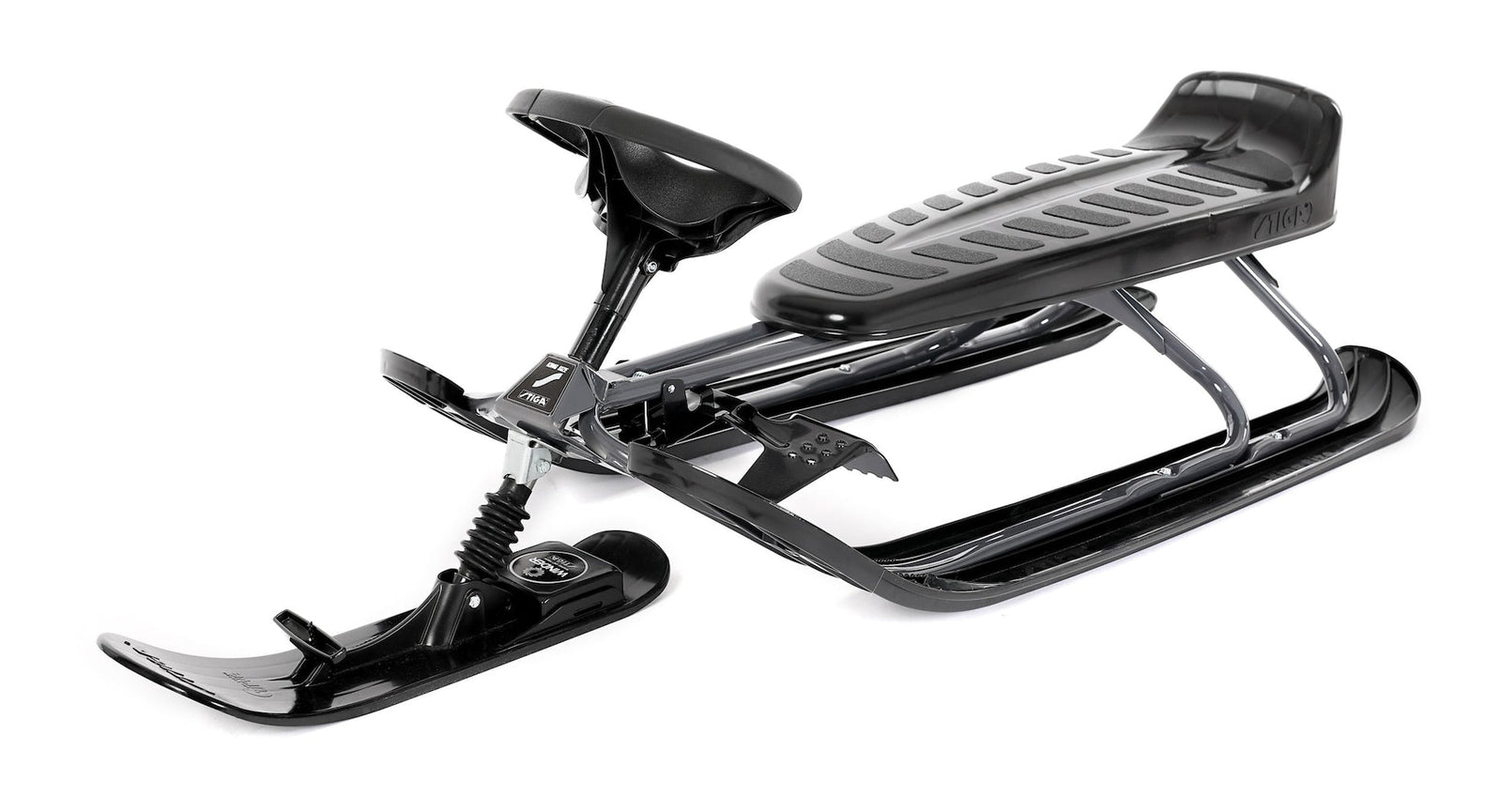 GT King Size Kids' 2-Person Winter Snow Racer Sled with Steering Wheel & Brakes, Grey C1L8 - product image 4