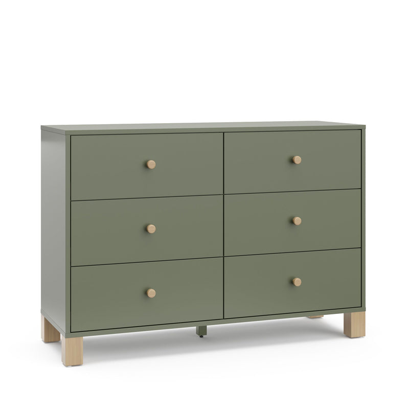 California 6-Drawer Olive/Driftwood Double Dresser/Chest N1O6
