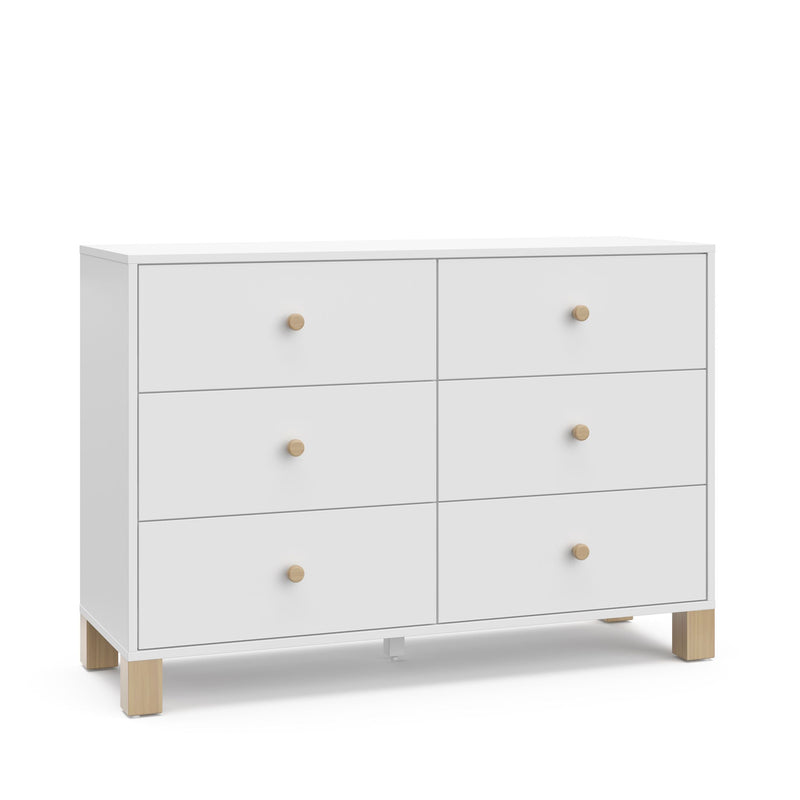 California 6-Drawer White/Driftwood Double Dresser/Chest M6N8
