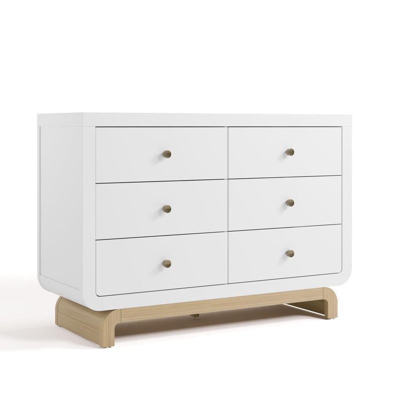 Santorini 6-Drawer White/Driftwood Double Dresser/Chest W8Z6