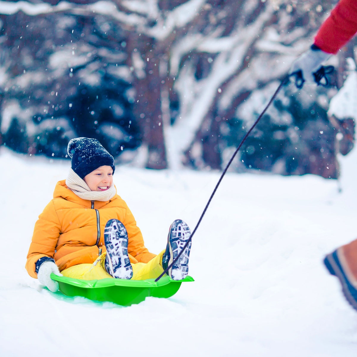 Dinosaur Paw Kids' 1-Person Plastic Winter Snow Sled/Toboggan with Tow Rope H4X1 - product image 5