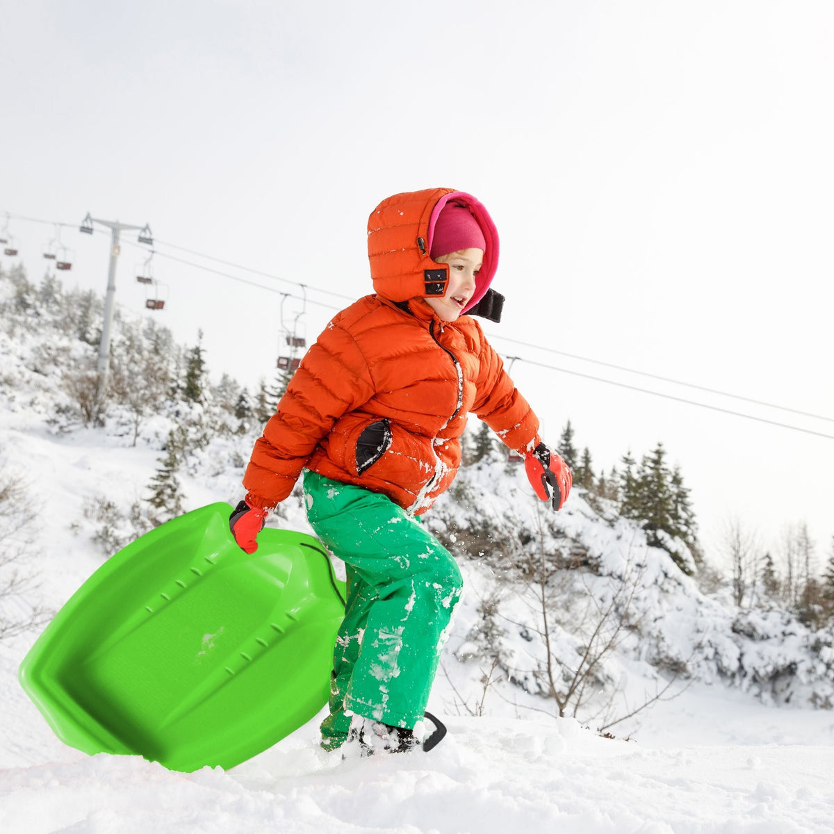 Dinosaur Paw Kids' 1-Person Plastic Winter Snow Sled/Toboggan with Tow Rope H4X1 - product image 6