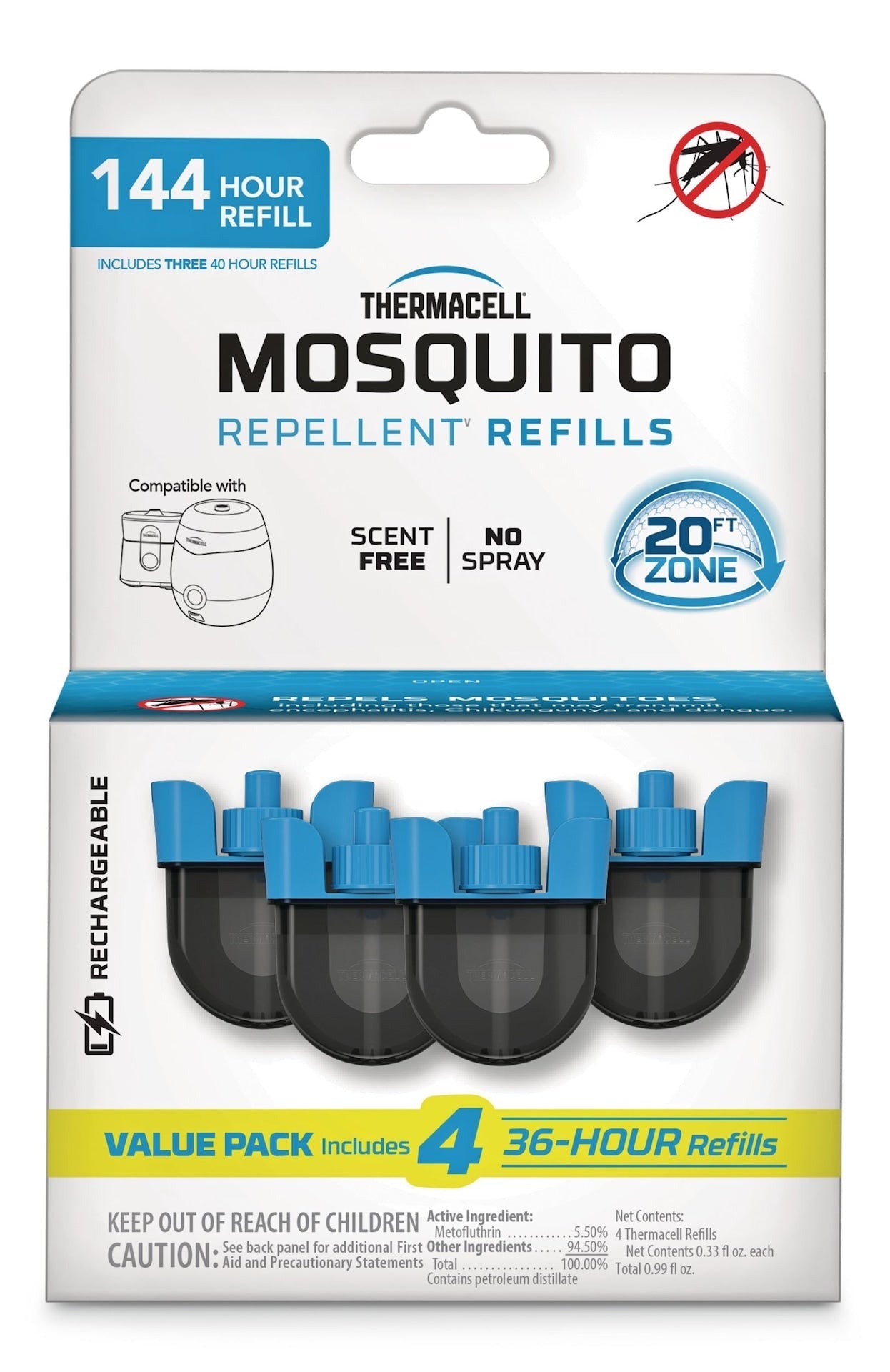 E-ZoneGuard Rechargeable Mosquito Repellent Refill 144-Hour Pack F1W0 - product image 1