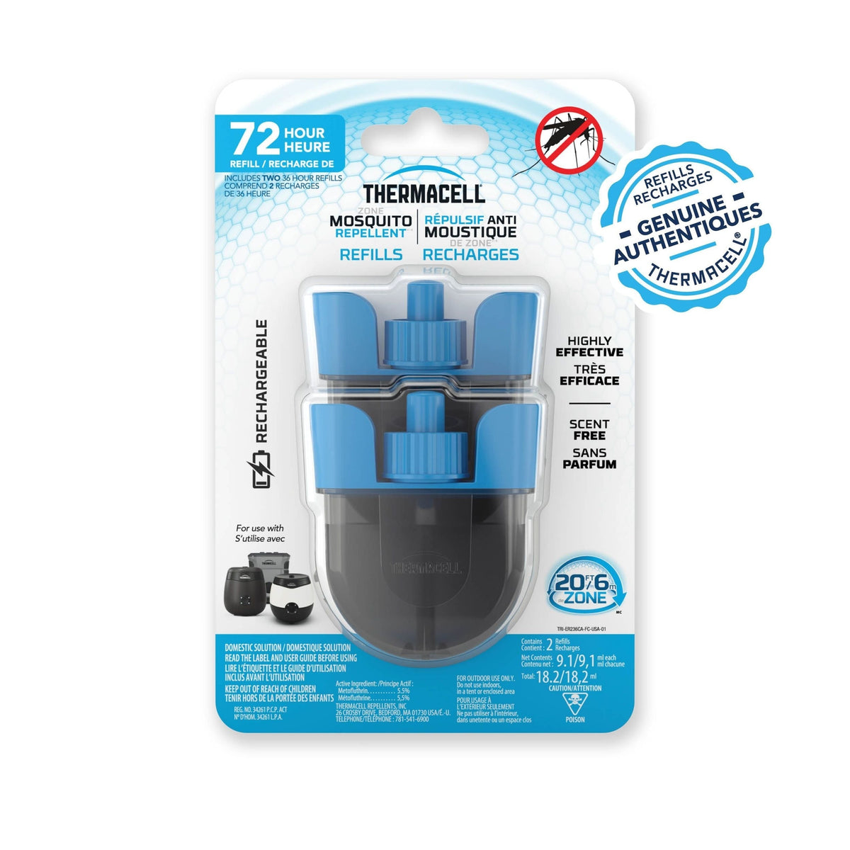 E-ZoneGuard Rechargeable Mosquito Repellent Refill 72-Hour Pack U7P1 - product image 2