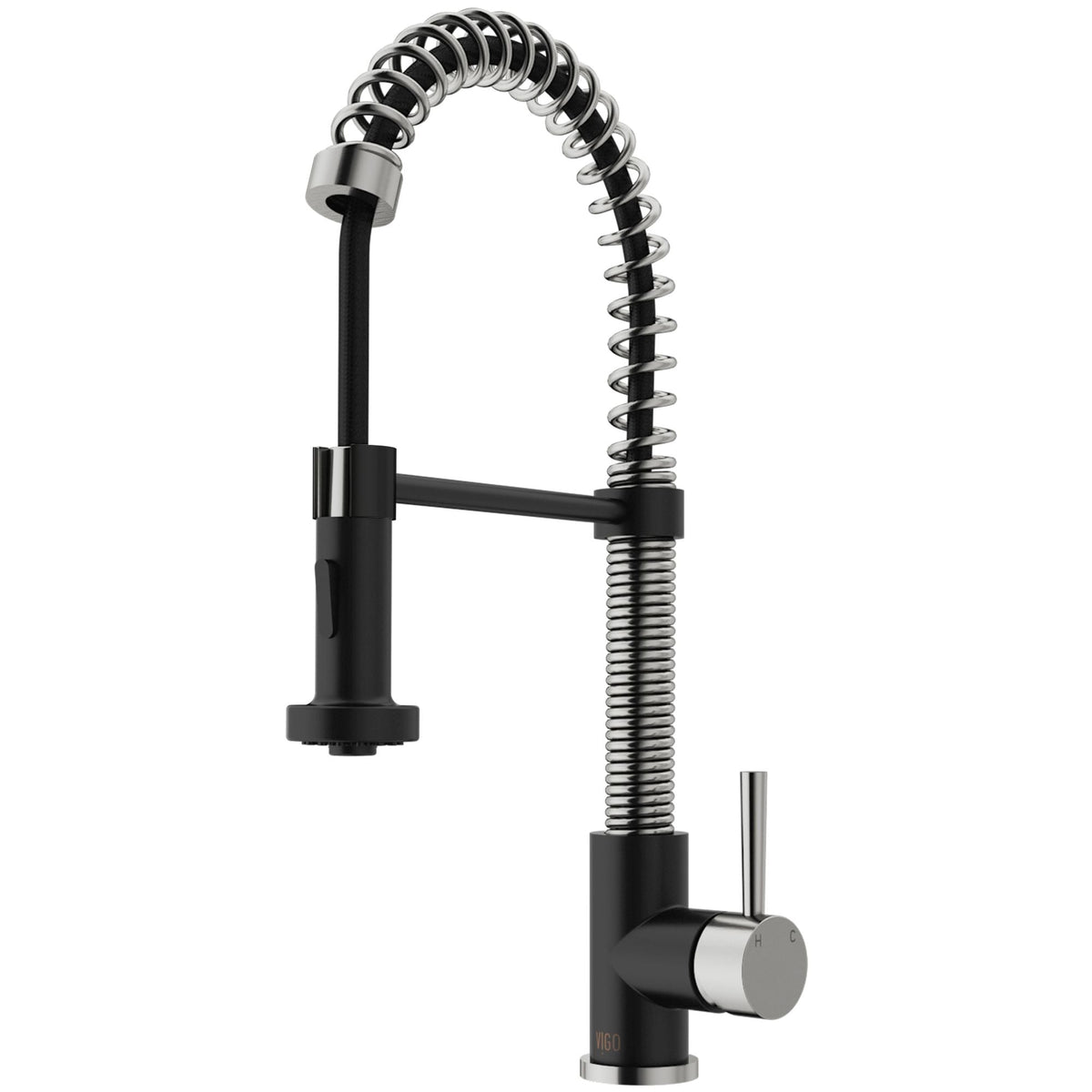 Edison Single Handle Pull Down Kitchen Faucet, Stainless Steel/Matte Black W6A2 - product image 1