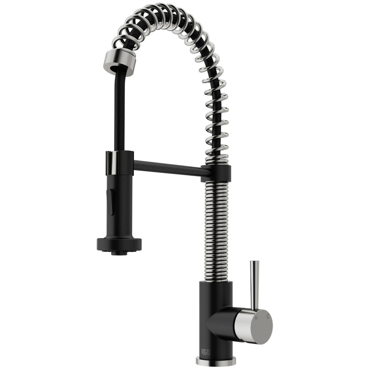 Edison Single Handle Pull Down Kitchen Faucet, Stainless Steel/Matte Black W6A2 - product image 2