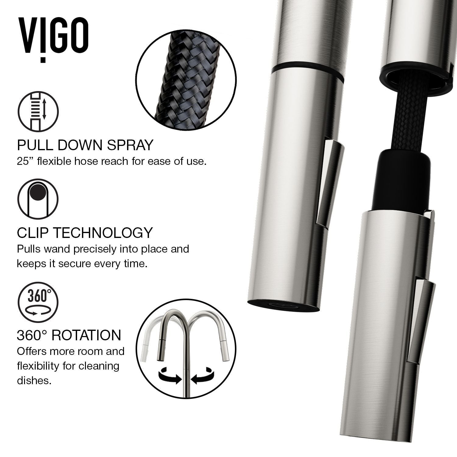 Greenwich Single Handle Pull Down Sprayer Kitchen Faucet with Deck Plate, Stainless Steel Q5J8 - product image 6