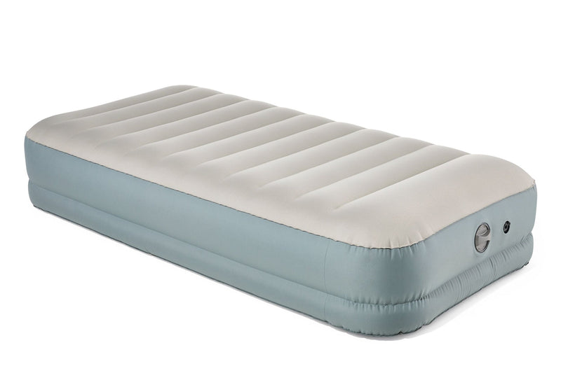 Double High Toughguard Inflatable Air Bed with Rechargeable Pump, Twin, Grey M4C5