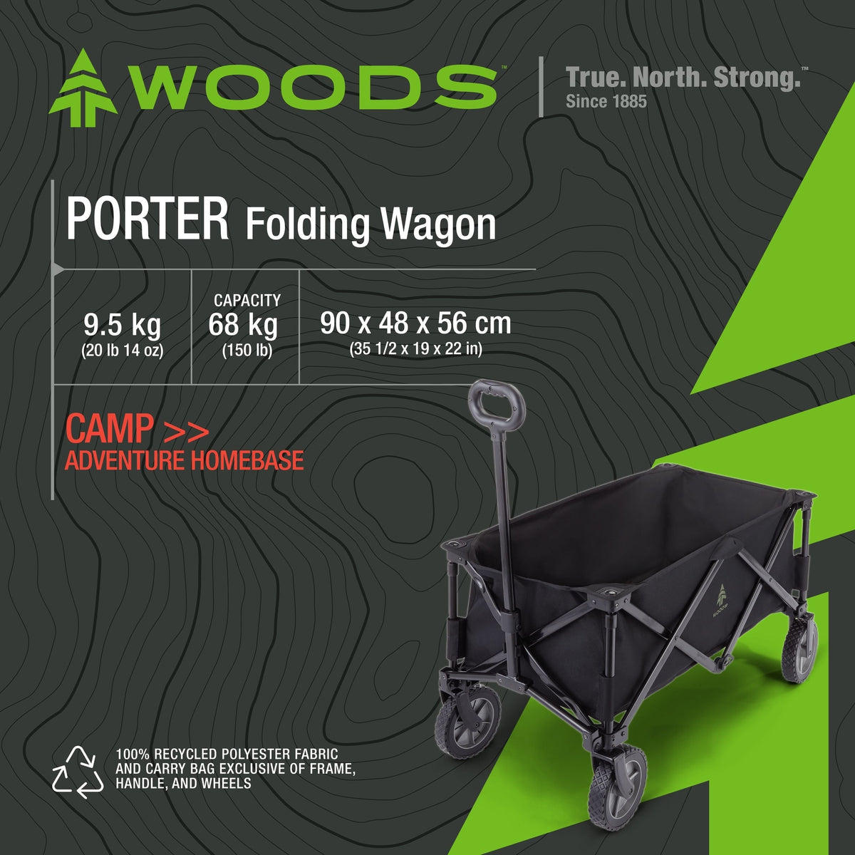 Outdoor Collapsible Folding Utility Standard Wagon & Carry Bag, 150 lb Capacity, Black Z2Z4 - product image 3