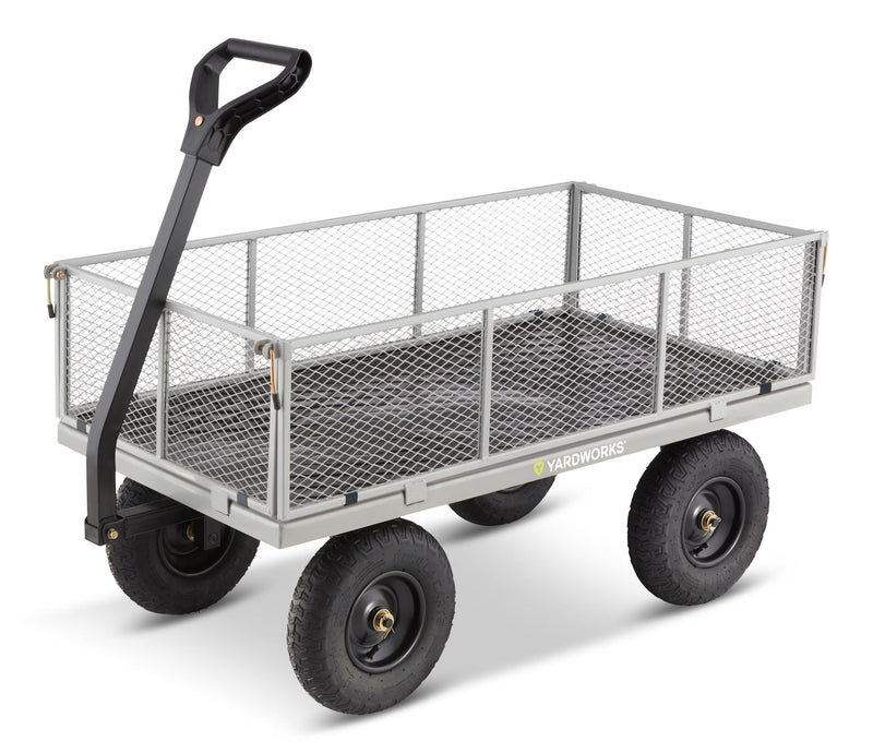 Steel Tray 4-Wheel Mesh Garden/Yard Cart with Removable Sides, 1200-lb O5K1