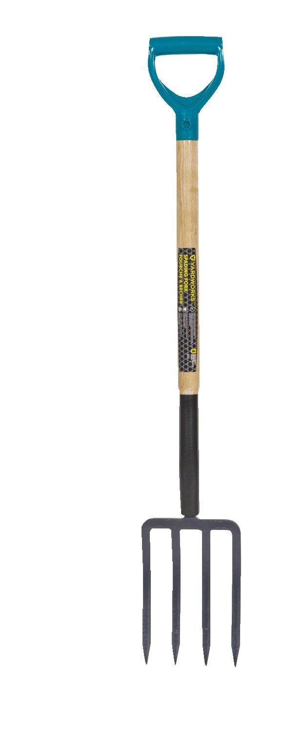 Tempered-Steel 4-Tine D-Grip Garden Fork, 30.5-in Wooden Shaft B7P3 - product image 1