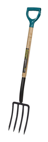 Tempered-Steel 4-Tine D-Grip Garden Fork, 30.5-in Wooden Shaft B7P3 - product image 2