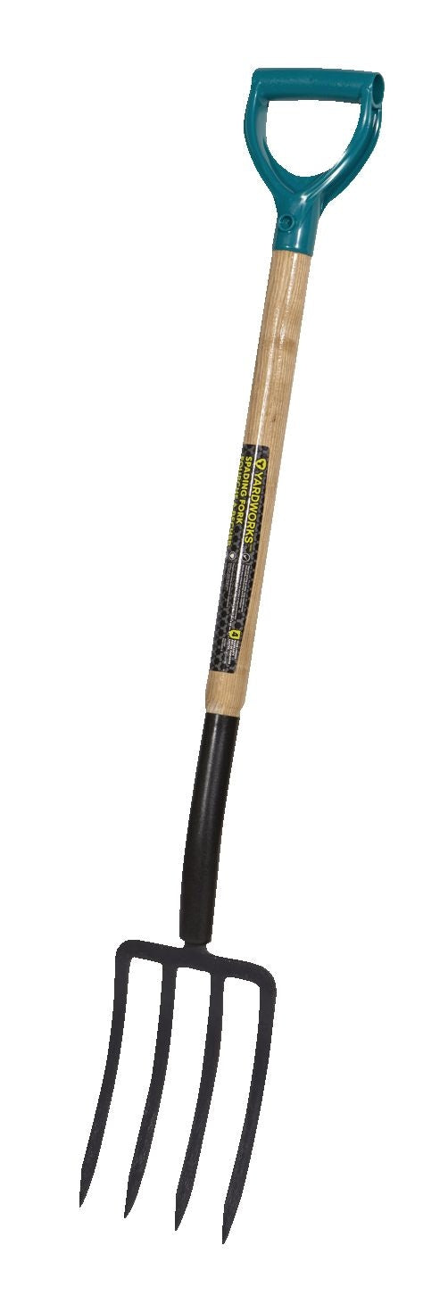 Tempered-Steel 4-Tine D-Grip Garden Fork, 30.5-in Wooden Shaft B7P3 - product image 2