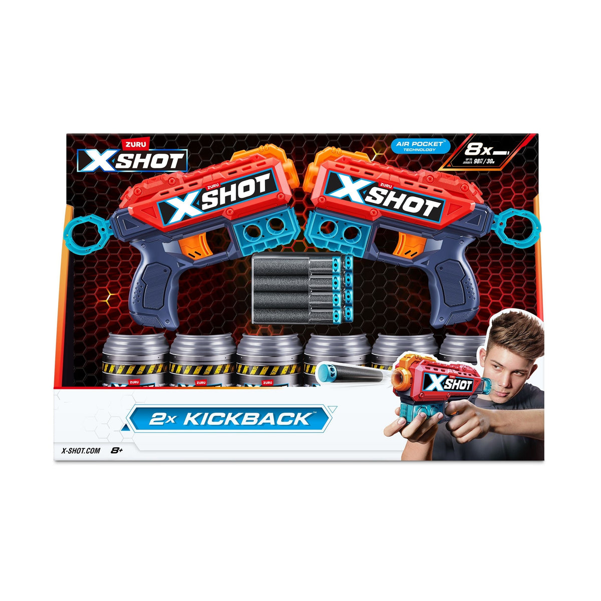 X-Shot Excel Double Kickback Dart Blaster, Includes 6 Cans & 8 Darts, 2-pk, Ages 8+ C0M8 - product image 1